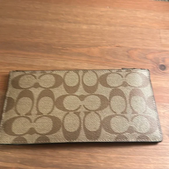 Coach reverse logo thin long zip wallet